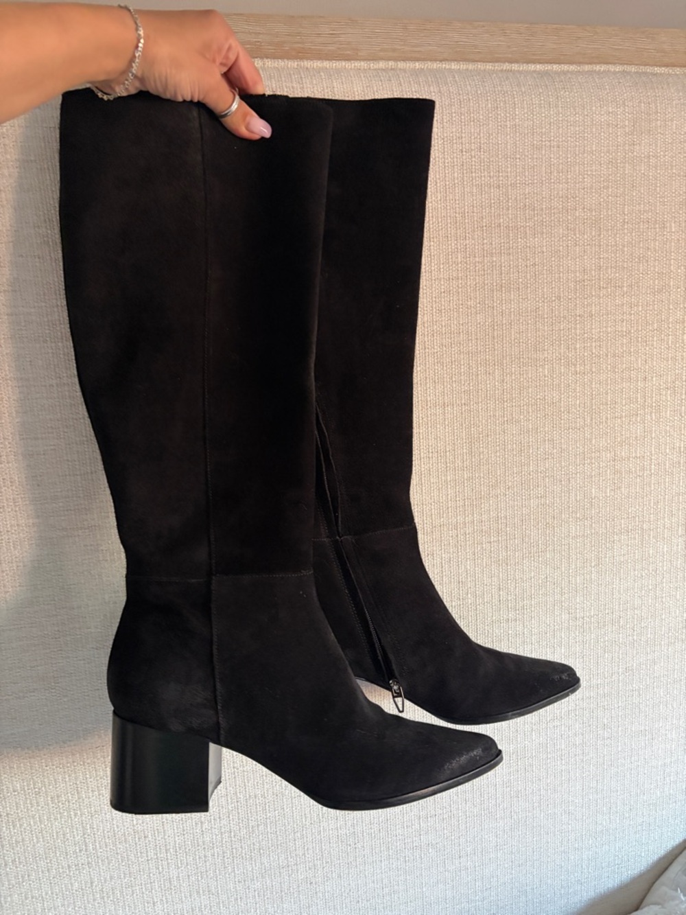 Dolce Vita Black Suede (just under-the-Knee) Block Heel Boots